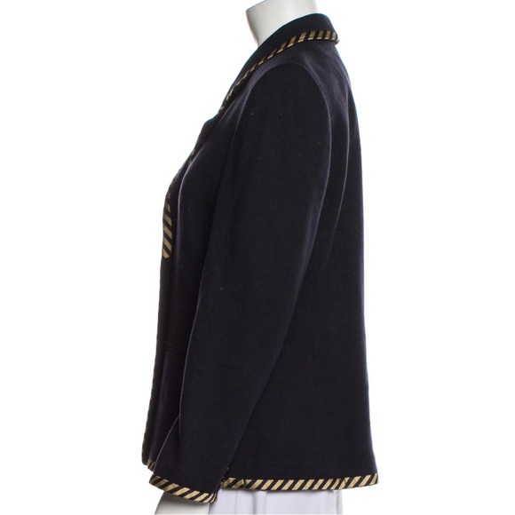 Louis Feraud Vintage Virgin Wool Blazer Navy Size Medium Excellent Condition - Picture 2 of 9